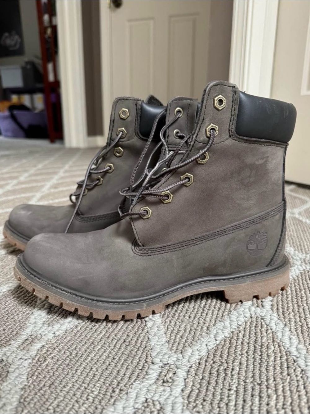 Timberland Dark Gray Nubuck 6-Inch Lace-Up Boots
